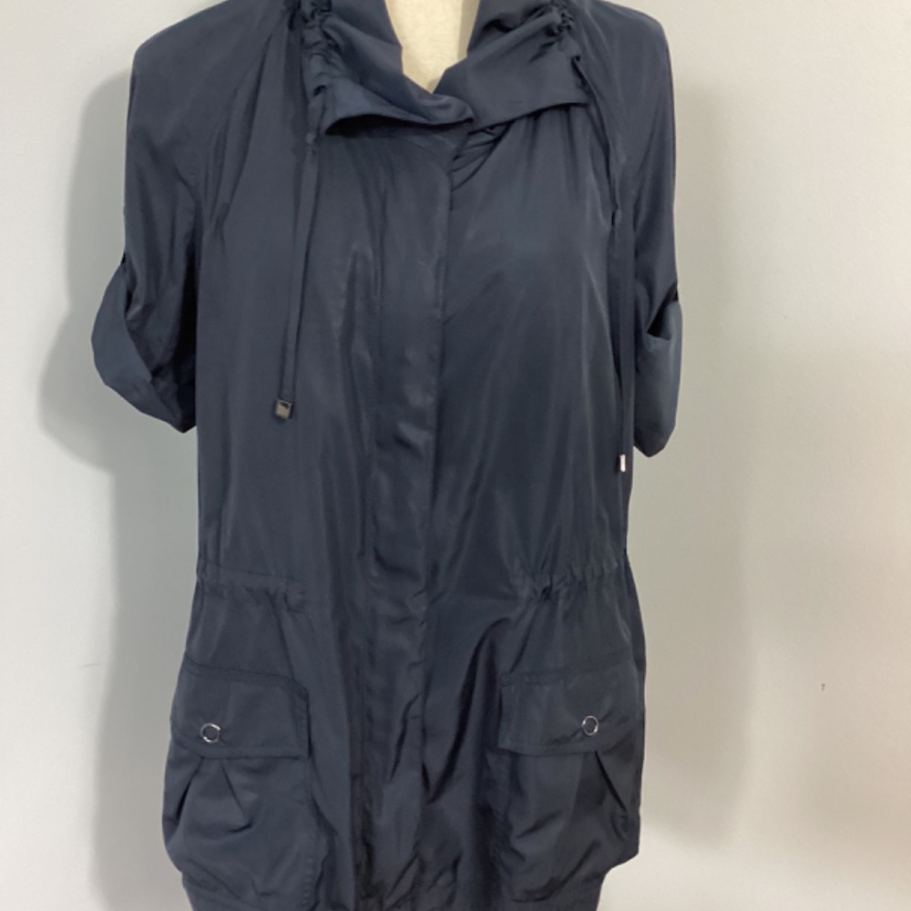 LAFAETTE 148 SZ MEDIUM NAVY SHORT SLEEVE PARKA JACKET CASUAL SPORT CHIC - Picture 2 of 13